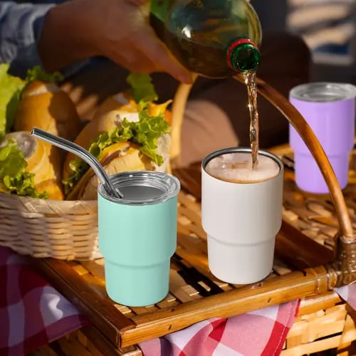 🔥Last Day Special Sale 49% OFF🍀3oz Mini Stainless Steel Wine , Mini Car Cups, Vacuum Shot Cup With Straw