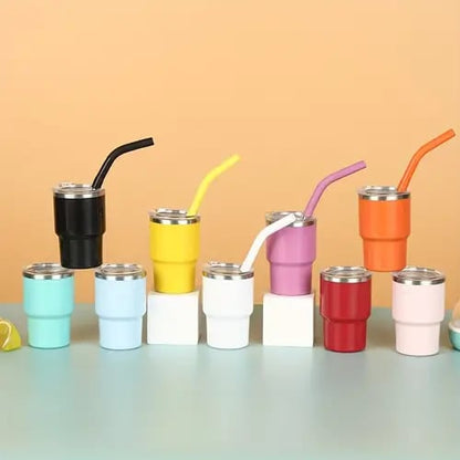 🔥Last Day Special Sale 49% OFF🍀3oz Mini Stainless Steel Wine , Mini Car Cups, Vacuum Shot Cup With Straw
