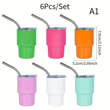 🔥Last Day Special Sale 49% OFF🍀3oz Mini Stainless Steel Wine , Mini Car Cups, Vacuum Shot Cup With Straw